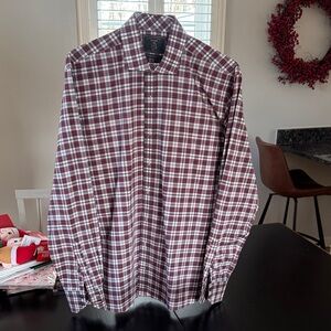 Maker & Company Men's Burgundy and White Plaid Shirt